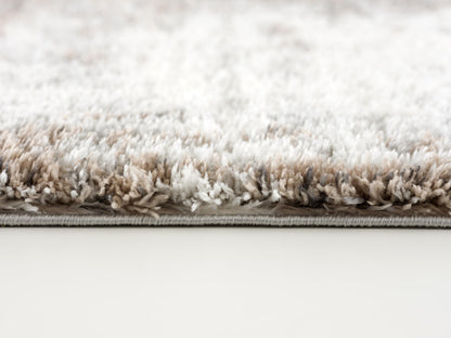 Alfombra retro abstracta de pelo largo gris