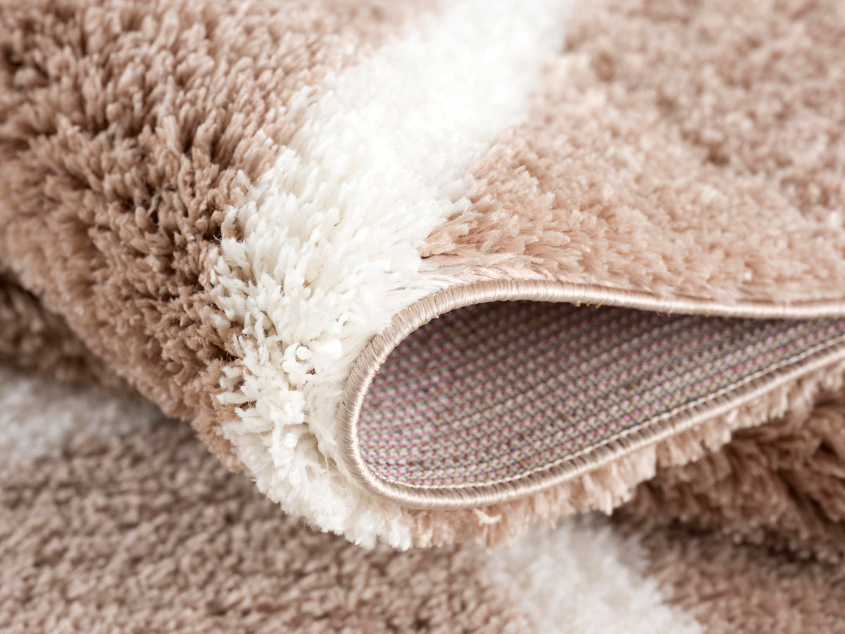 Tapis Terra à treillis contemporain brun et blanc