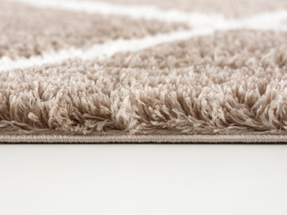 Alfombra retro bohemia marrón de pelo largo