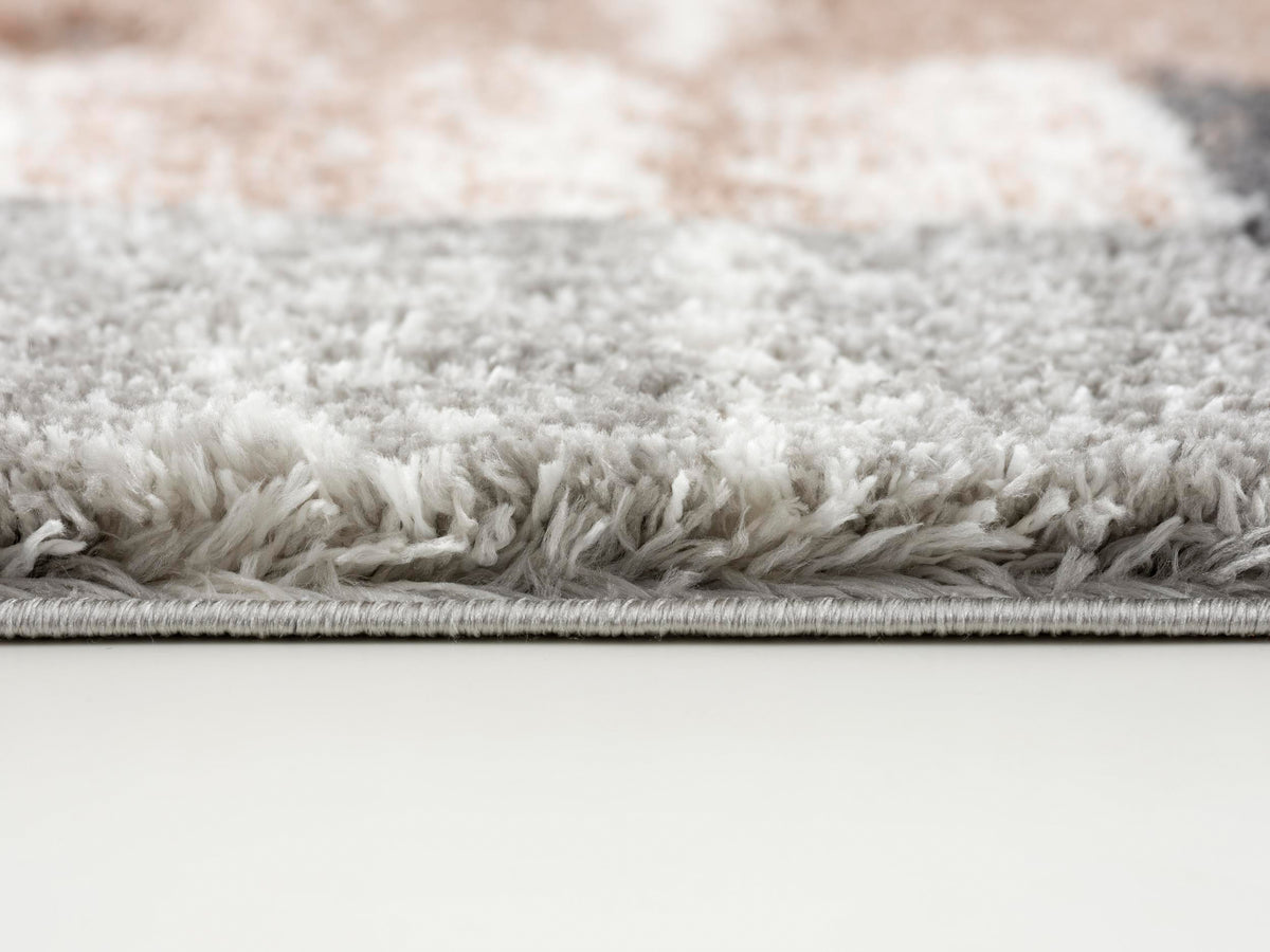 Tapis Sora géométrique contemporain marron et blanc