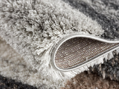 Alfombra peluda geométrica retro marrón