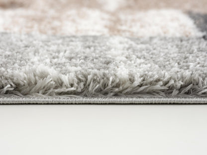 Alfombra peluda geométrica retro marrón