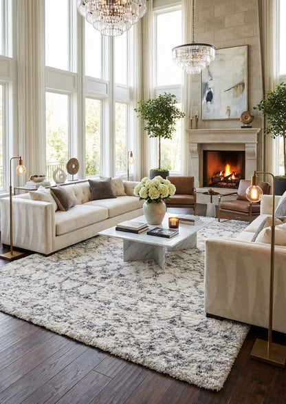 Freya Boho Comtemporary Beige and Grey Indoor Rug