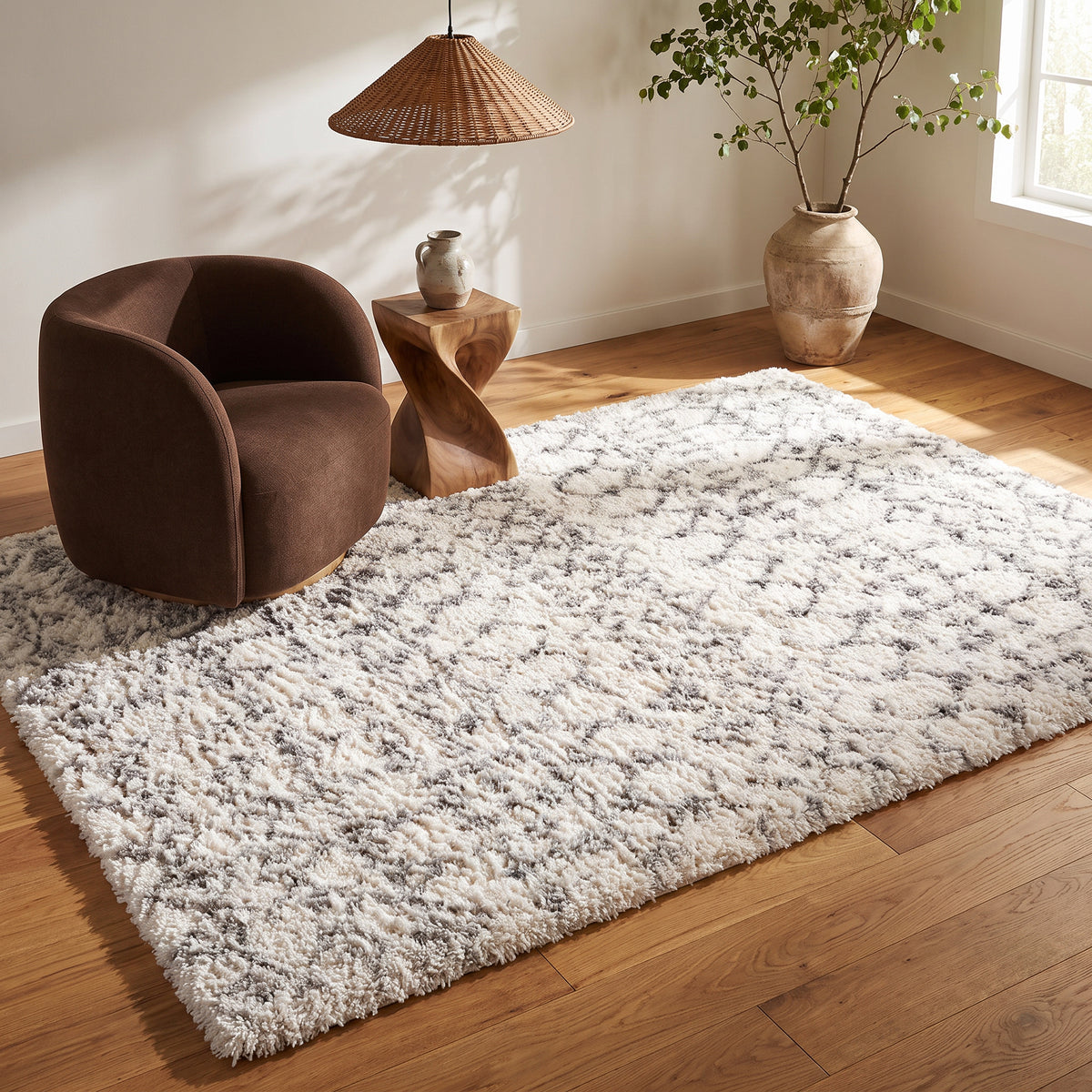 Freya Boho Contemporary Beige and Grey Indoor Rug