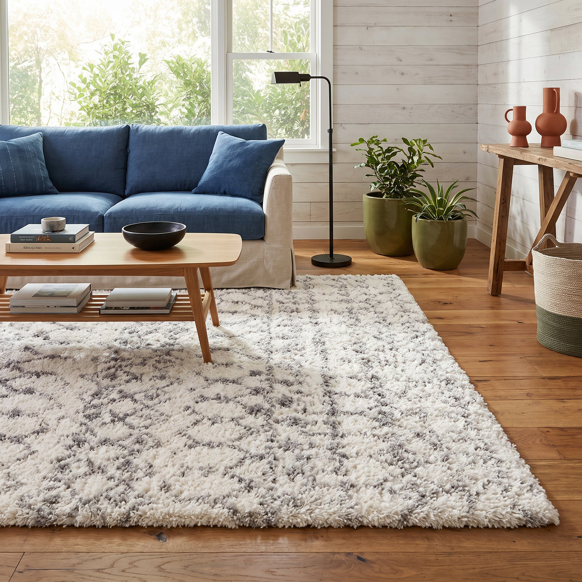 Alfombra Freya boho contemporánea en beige y gris