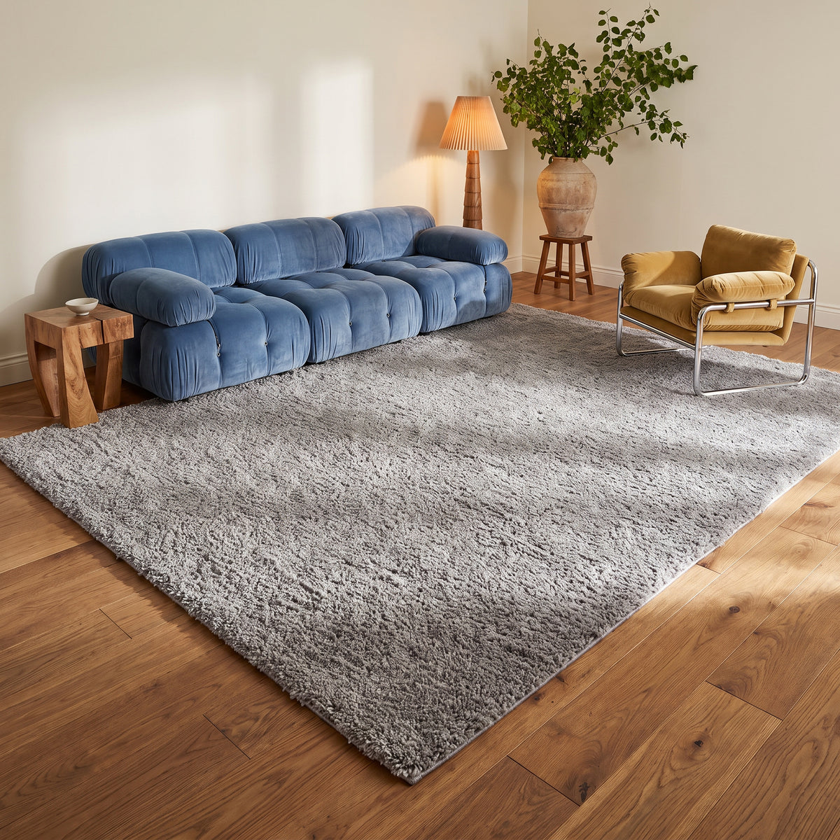 Asahi Solid Contemporary Grey Indoor Rug