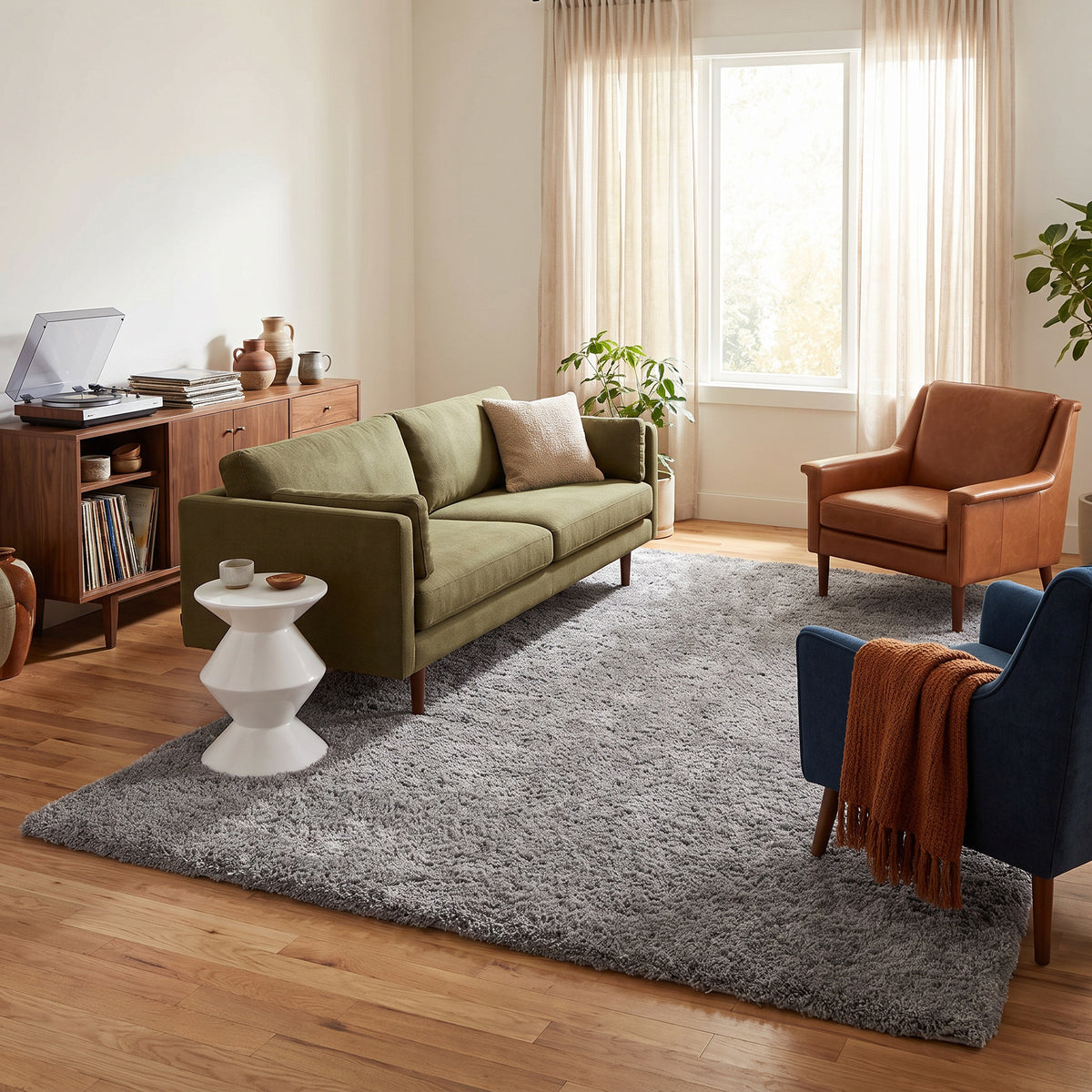 Asahi Solid Contemporary Grey Indoor Rug