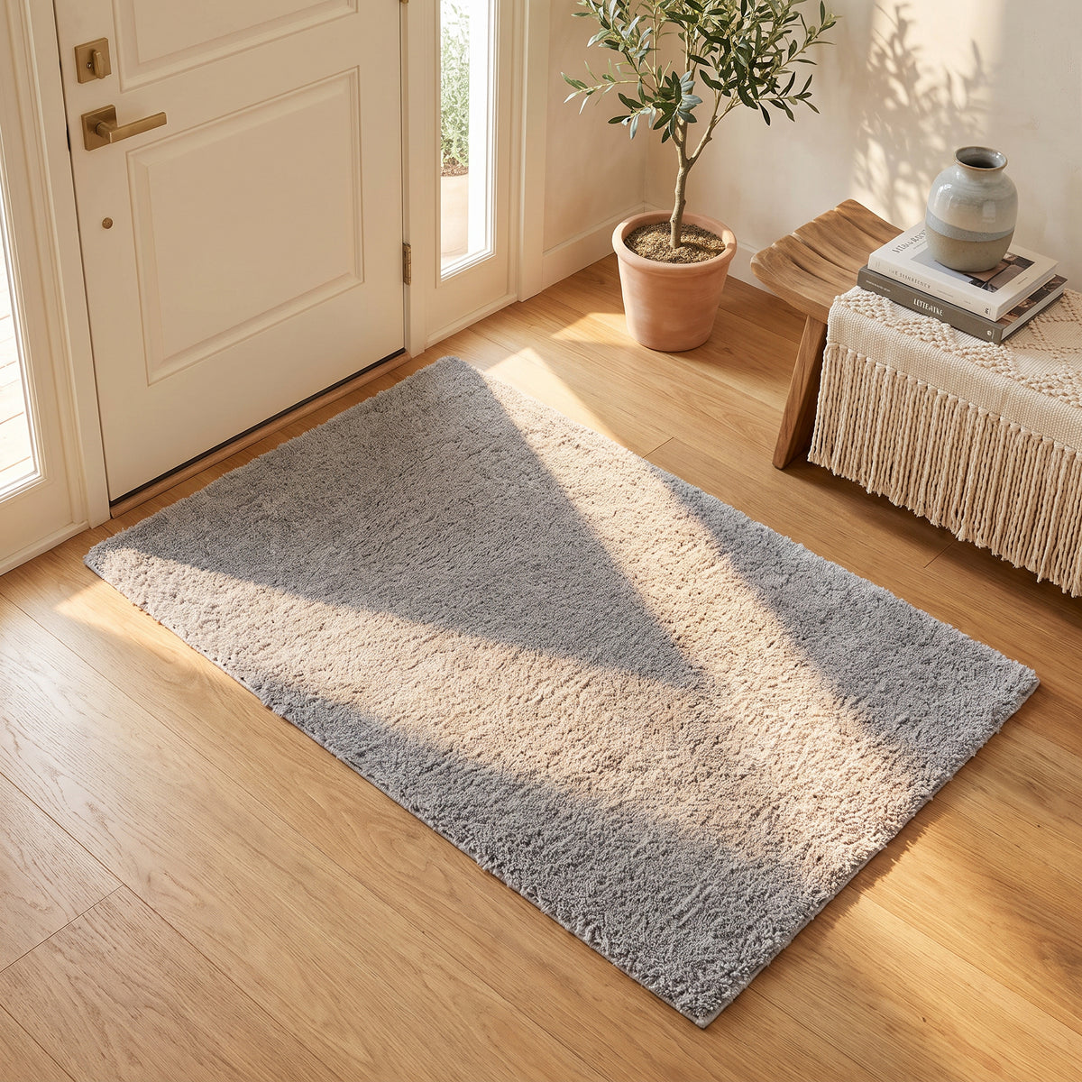 Asahi Solid Contemporary Grey Indoor Rug