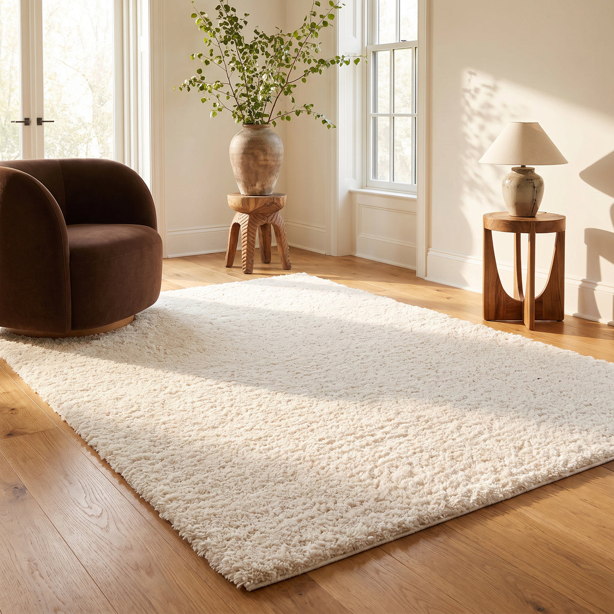 Asahi Solid Contemporary Beige Indoor Rug