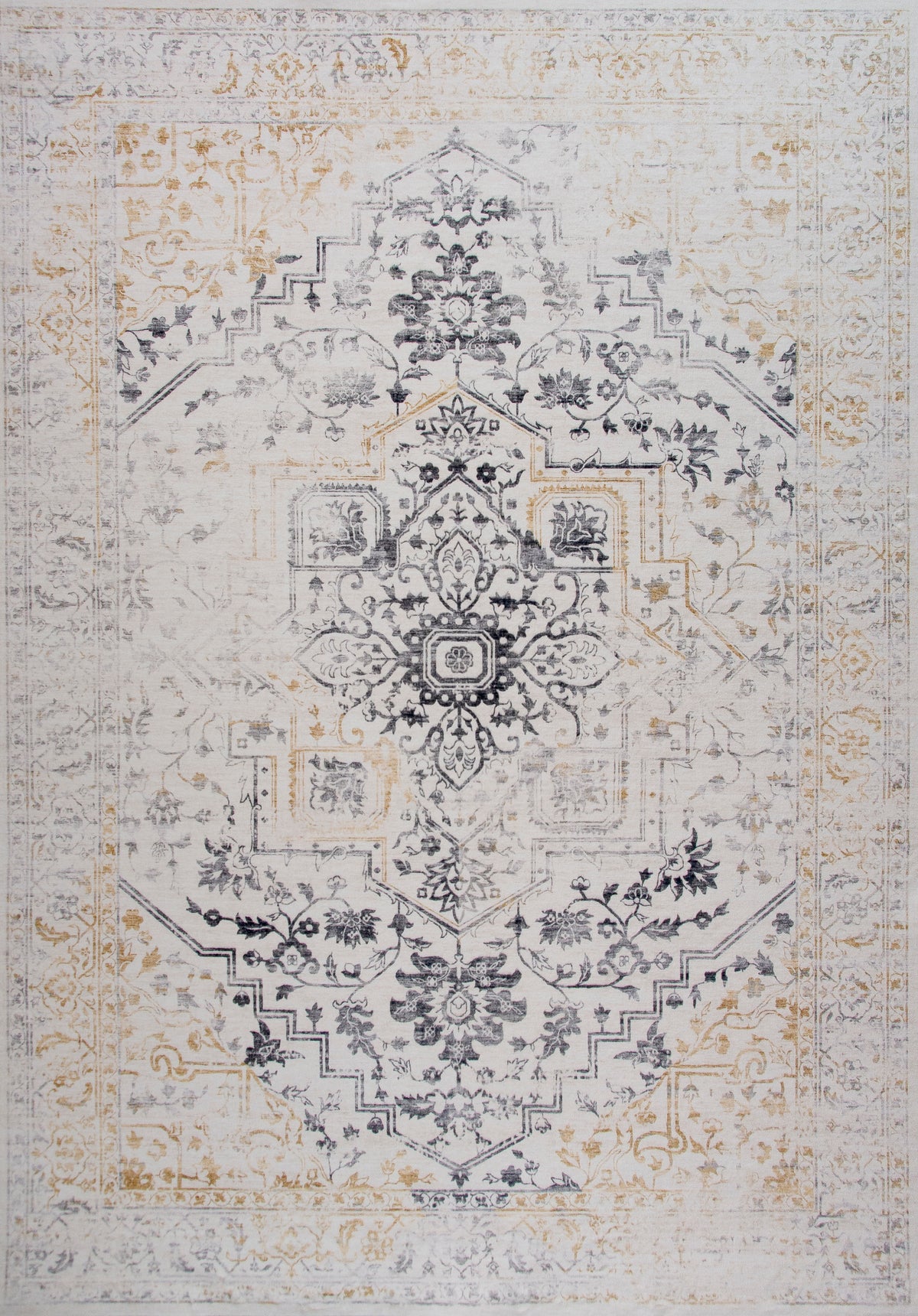 Tapis Mehrin oriental traditionnel crème et doré