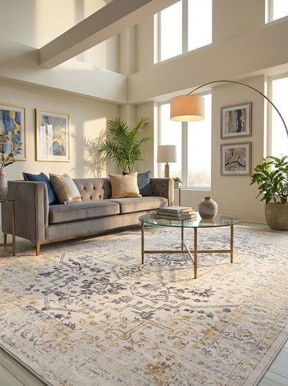 Tapis traditionnel crème vieilli Aruba