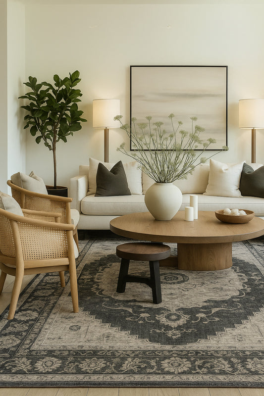 Aruba Traditional Distressed Black Rug