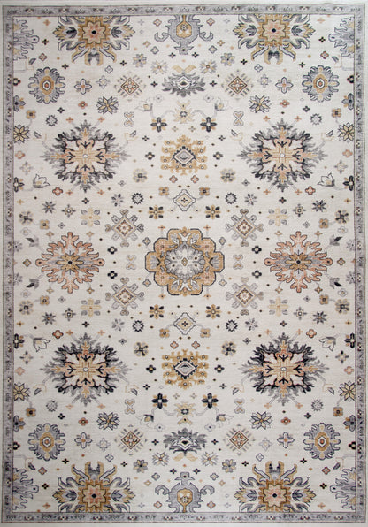 Roshin Medallion Traditional Cream and Gold Indoor Rug