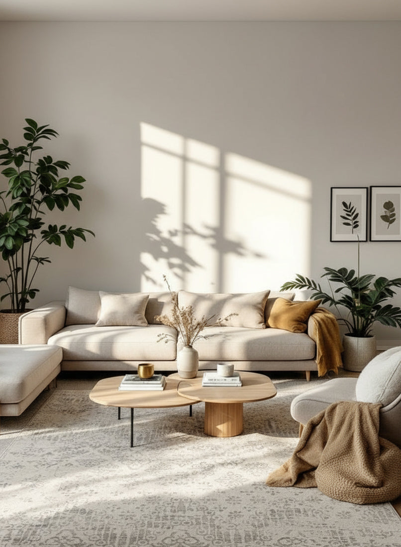 Alfombra contemporánea abstracta beige Havana