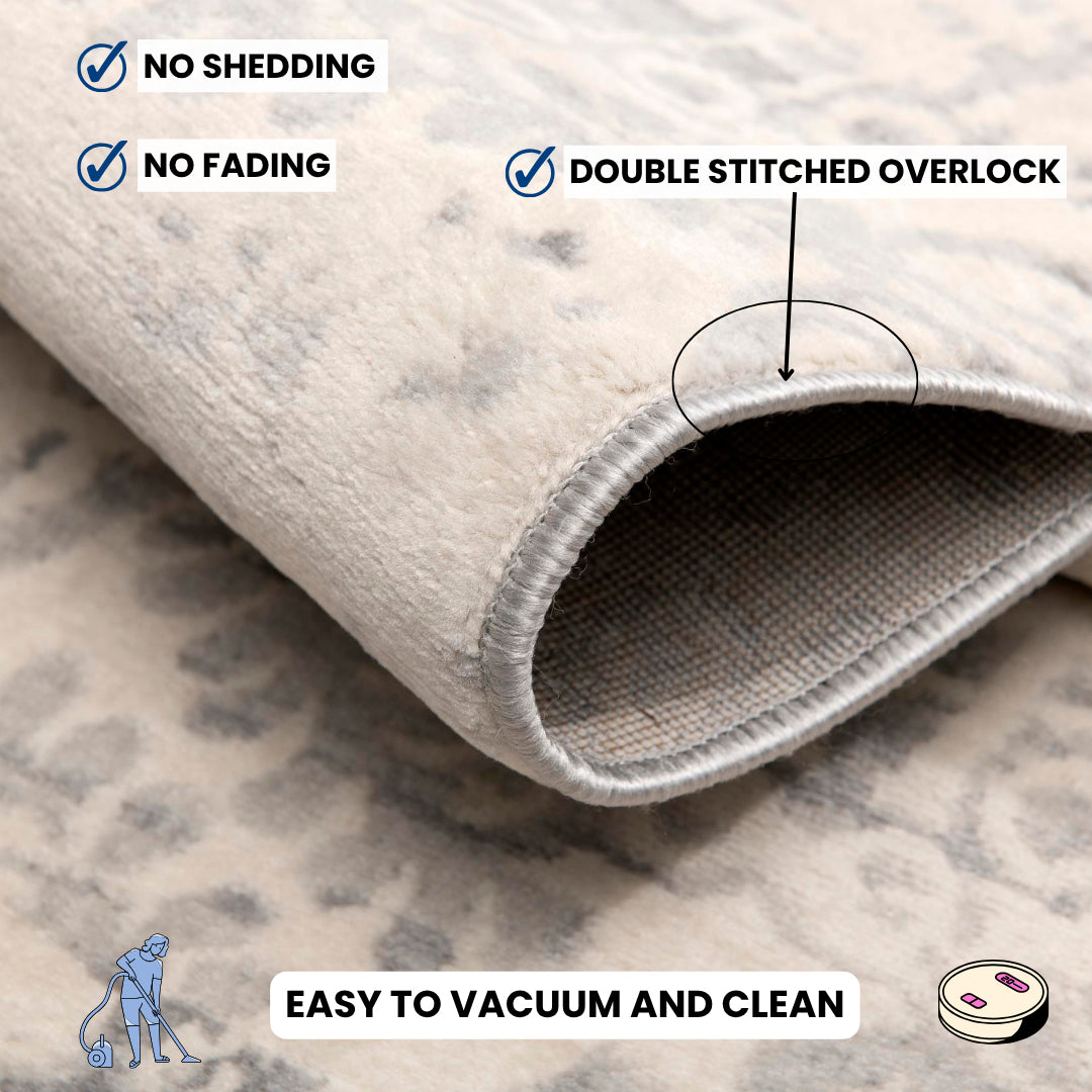 Liora Damask Traditional Grey Indoor Rug