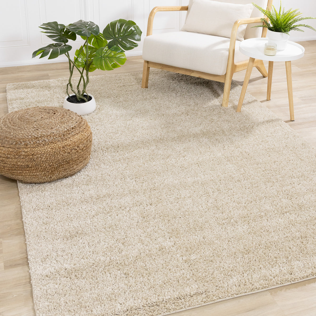 Modern Tonal Solid Beige Area Rug