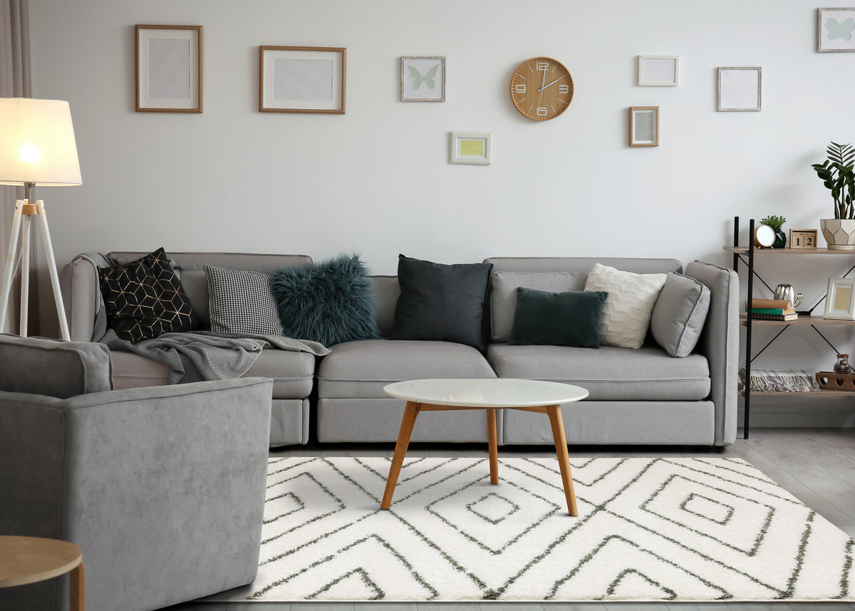 Contemporary Geometric Cream Area Rug