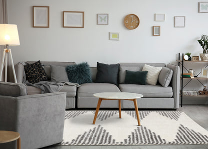 Mid-Century Geometric Cream Area Rug