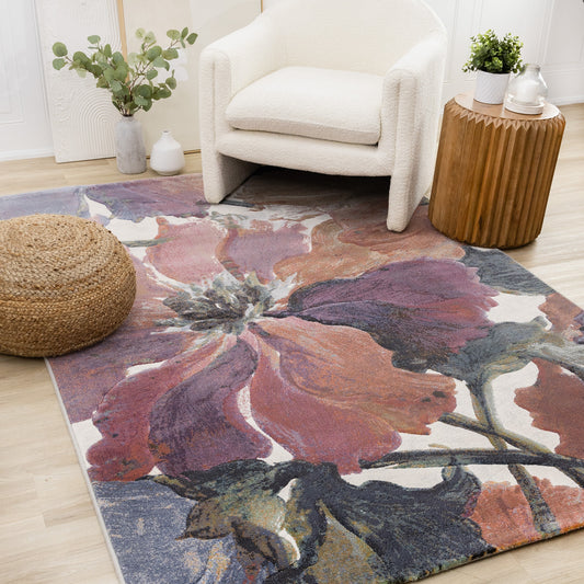Contemporary Botanical Pink Area Rug