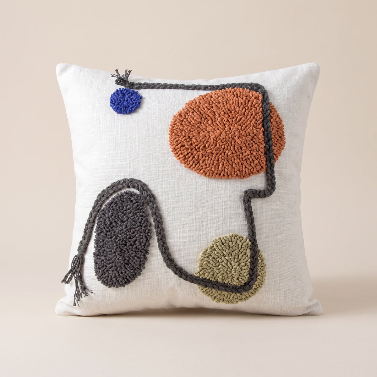 Rhea Tufted White and Rust Pillow