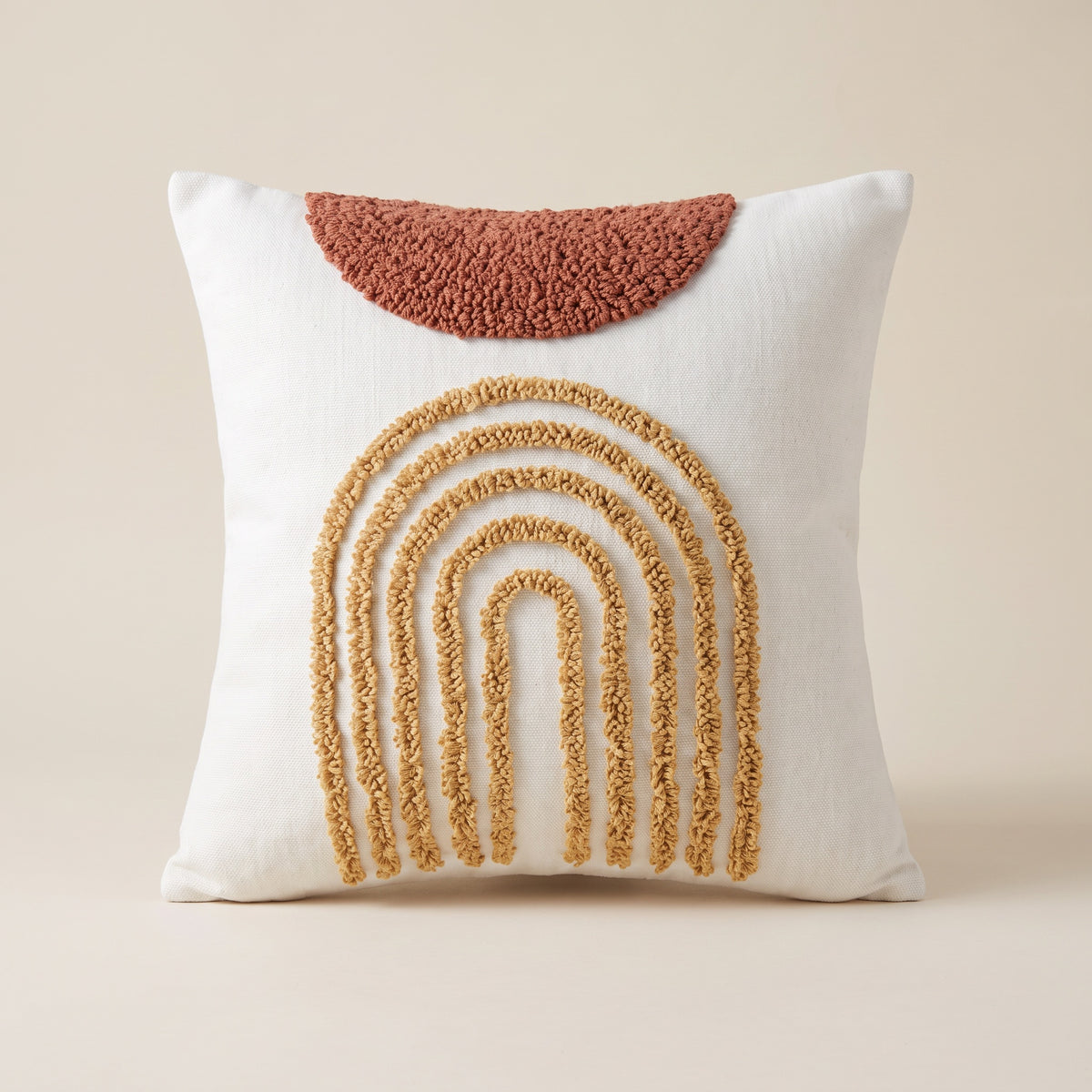 Rhea Tufted Rainbow White Pillow