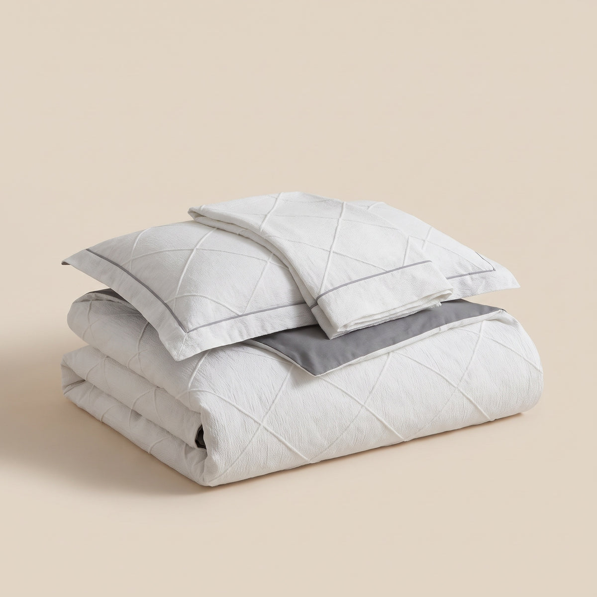 Brae Textured Cotton White Duvet Cover Set