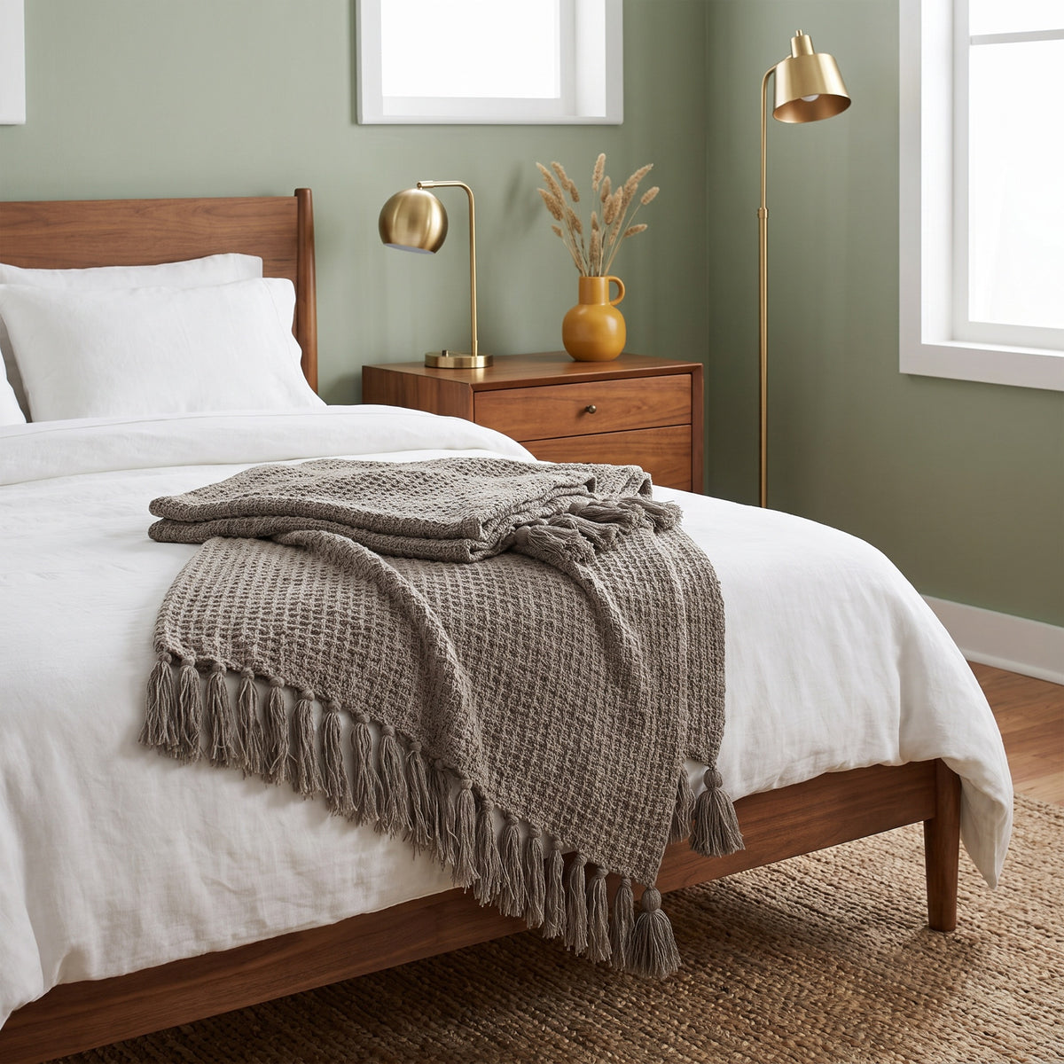 Alden Acrylic Dark Grey Throw in a room