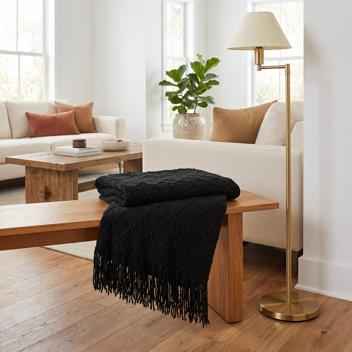 Alden Acrylic Black Throw in a room