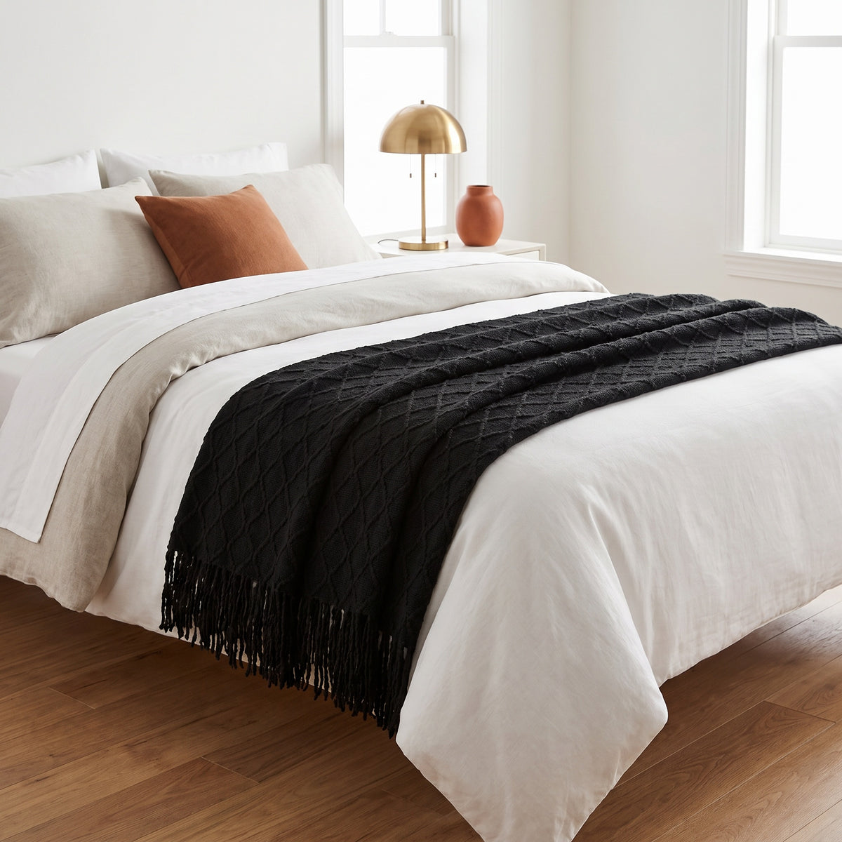Alden Acrylic Black Throw in a room
