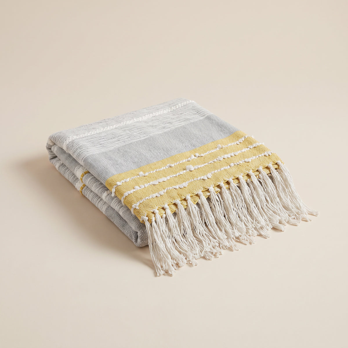 Sova Cotton Grey and Yellow Throw