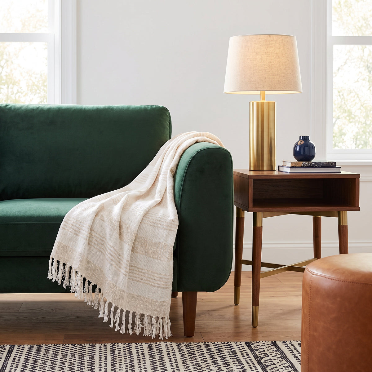 Sova Cotton Ivory Throw in a room