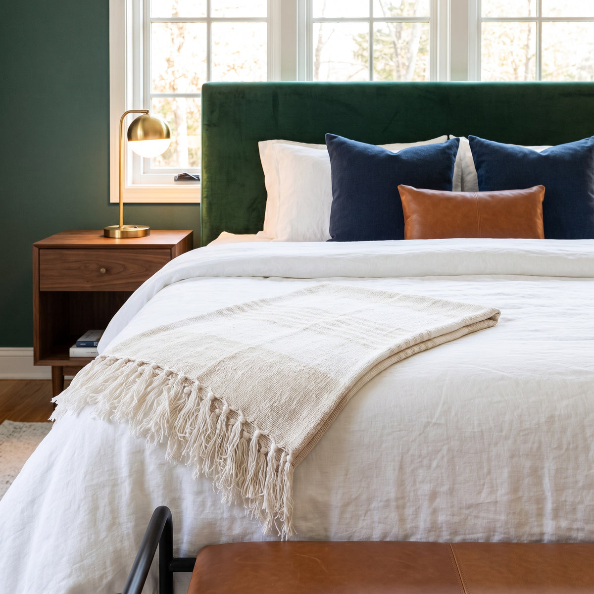 Sova Cotton Ivory Throw in a room