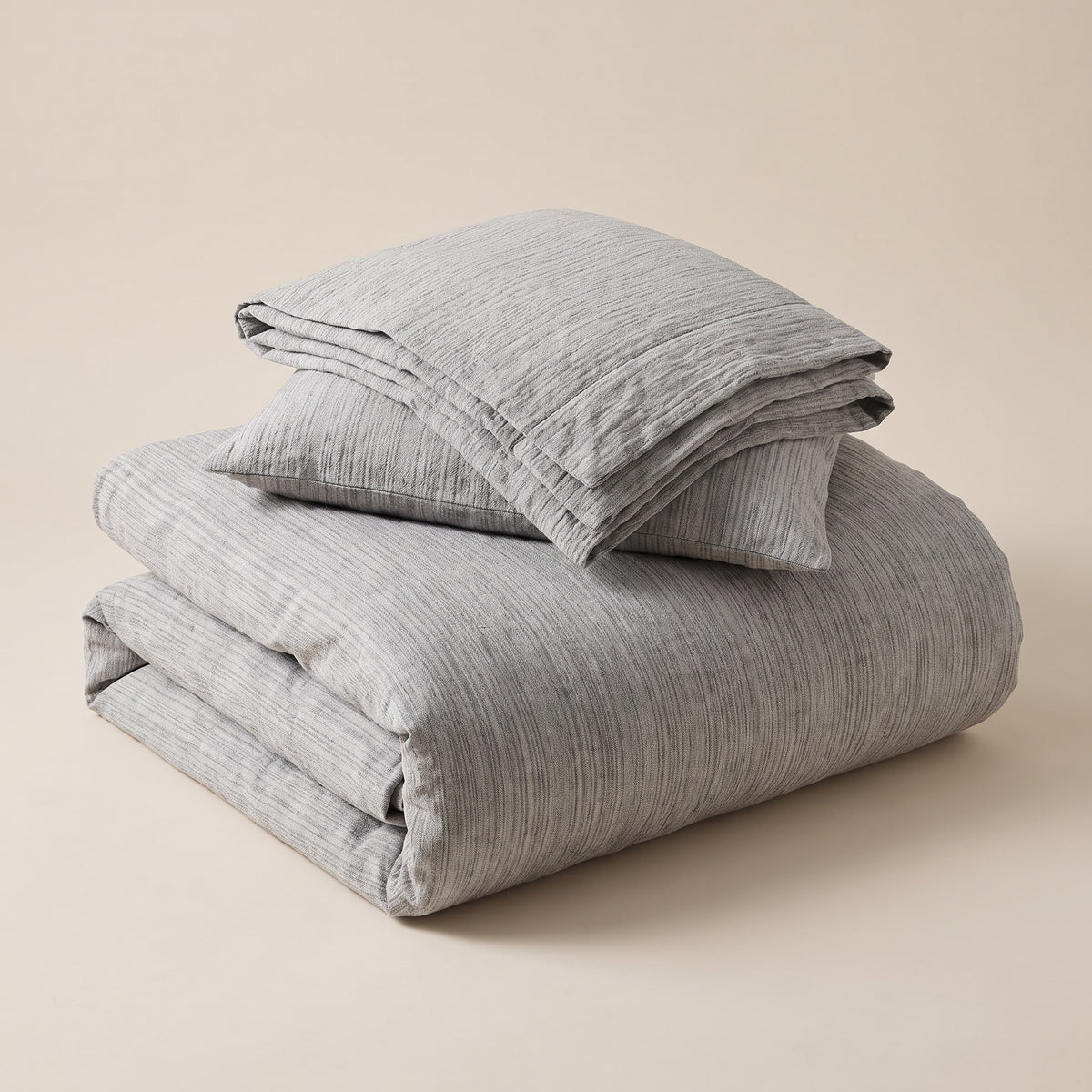 Brae Textured Cotton Grey Duvet Cover Set