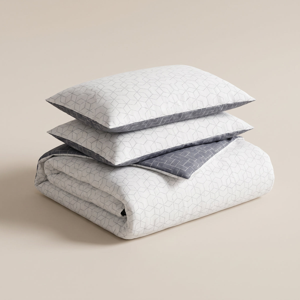 Isla Jacquard Microfiber White Duvet Cover Set