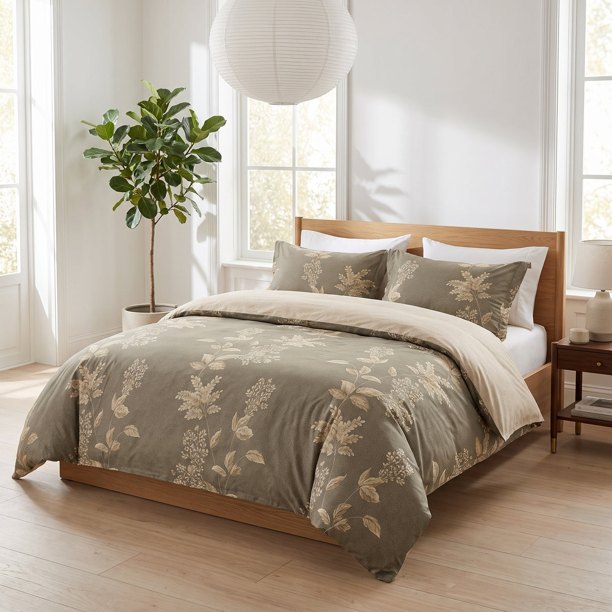 Wrenna Cotton Taupe Duvet Cover Set