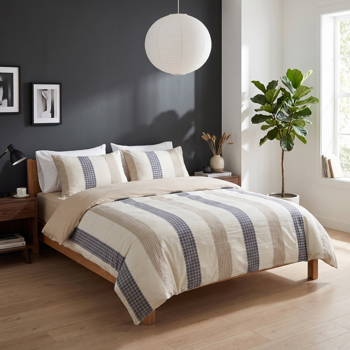 Ensemble housse de couette Brae en coton texturé beige
