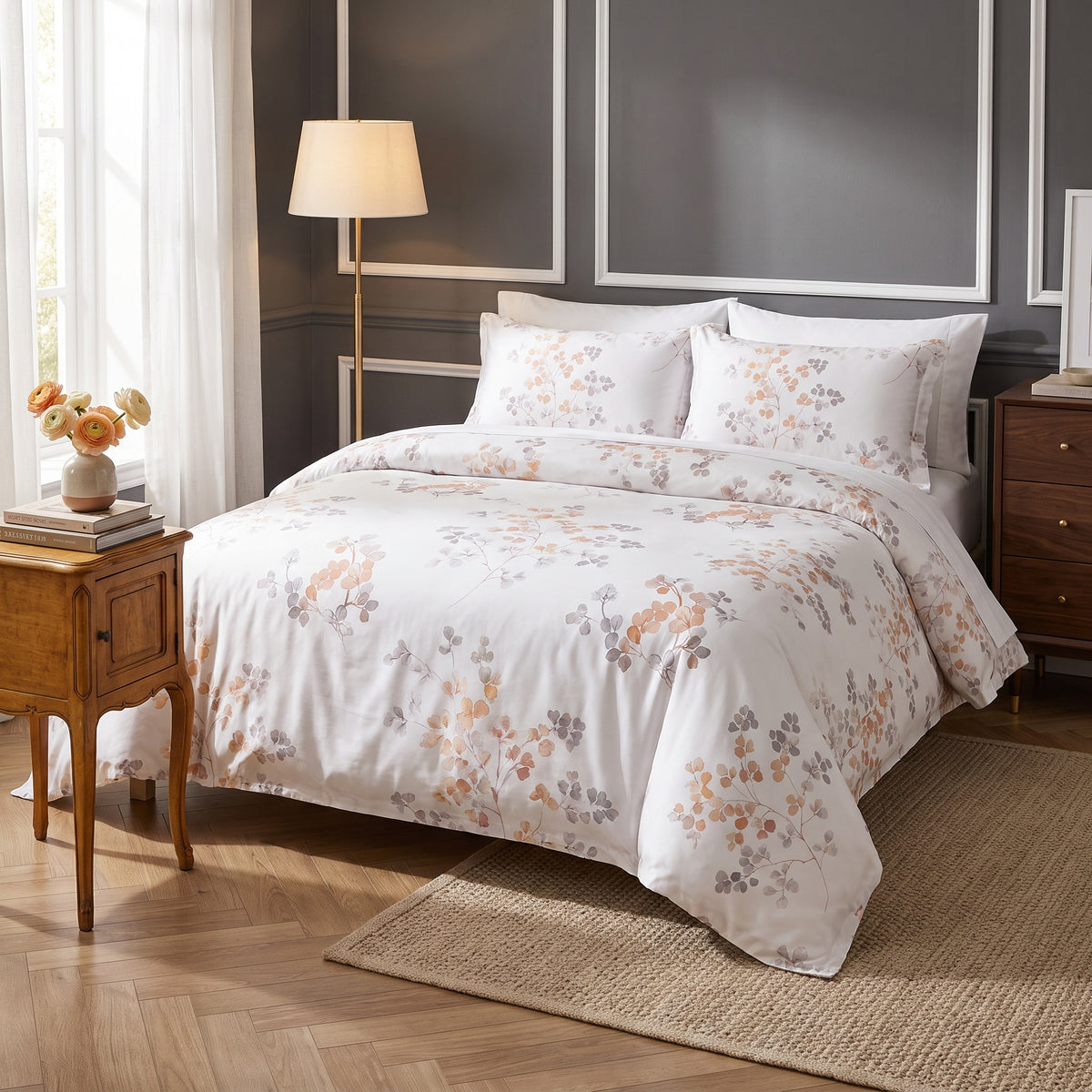 Wrenna Cotton White Duvet Cover Set