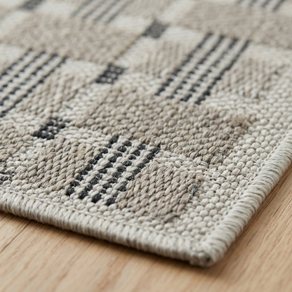 Geometric Modern Grey and Beige Outdoor Rug
