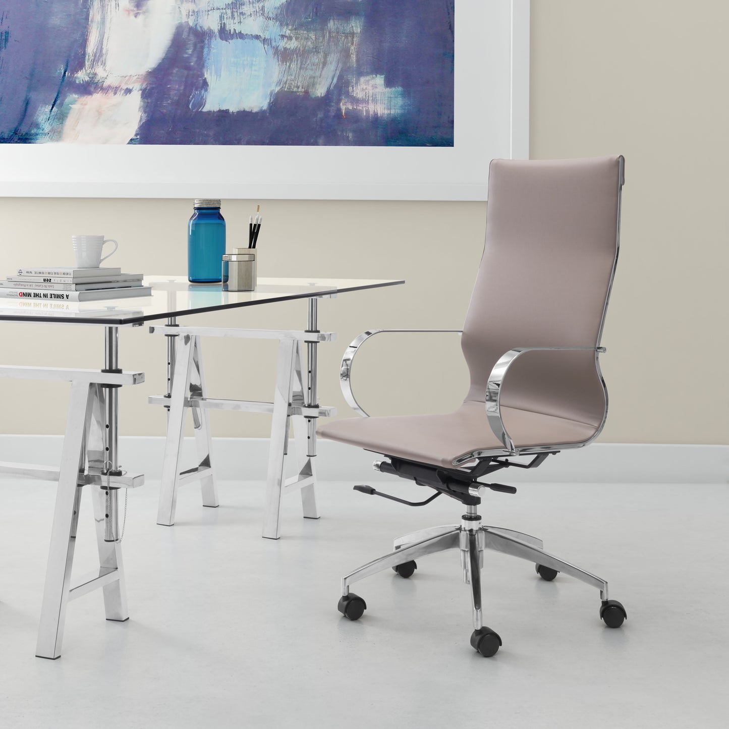 High Back Office Chair Taupe - Modern & Ergonomic Seating for Home & Office