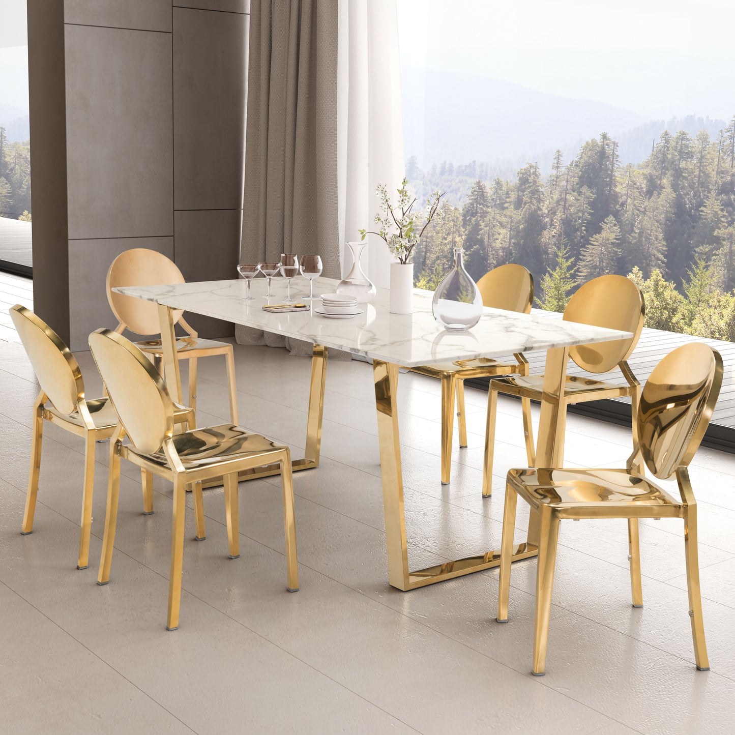 Dining Table White & Gold - Elegant & Durable Dining Table for Stylish Spaces