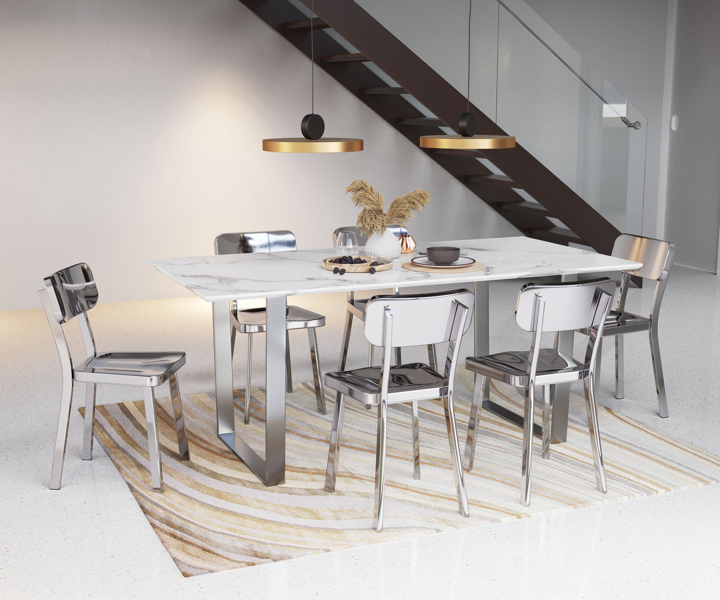 Dining Table White & Silver - Elegant & Durable Dining Table for Stylish Spaces