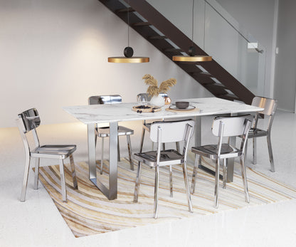 Dining Table White & Silver - Elegant & Durable Dining Table for Stylish Spaces