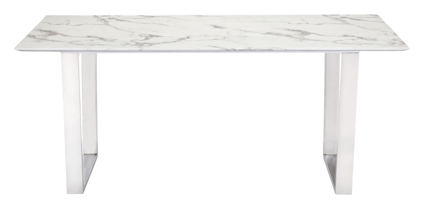 Dining Table White & Silver - Elegant & Durable Dining Table for Stylish Spaces