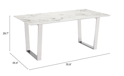 Dining Table White & Silver - Elegant & Durable Dining Table for Stylish Spaces