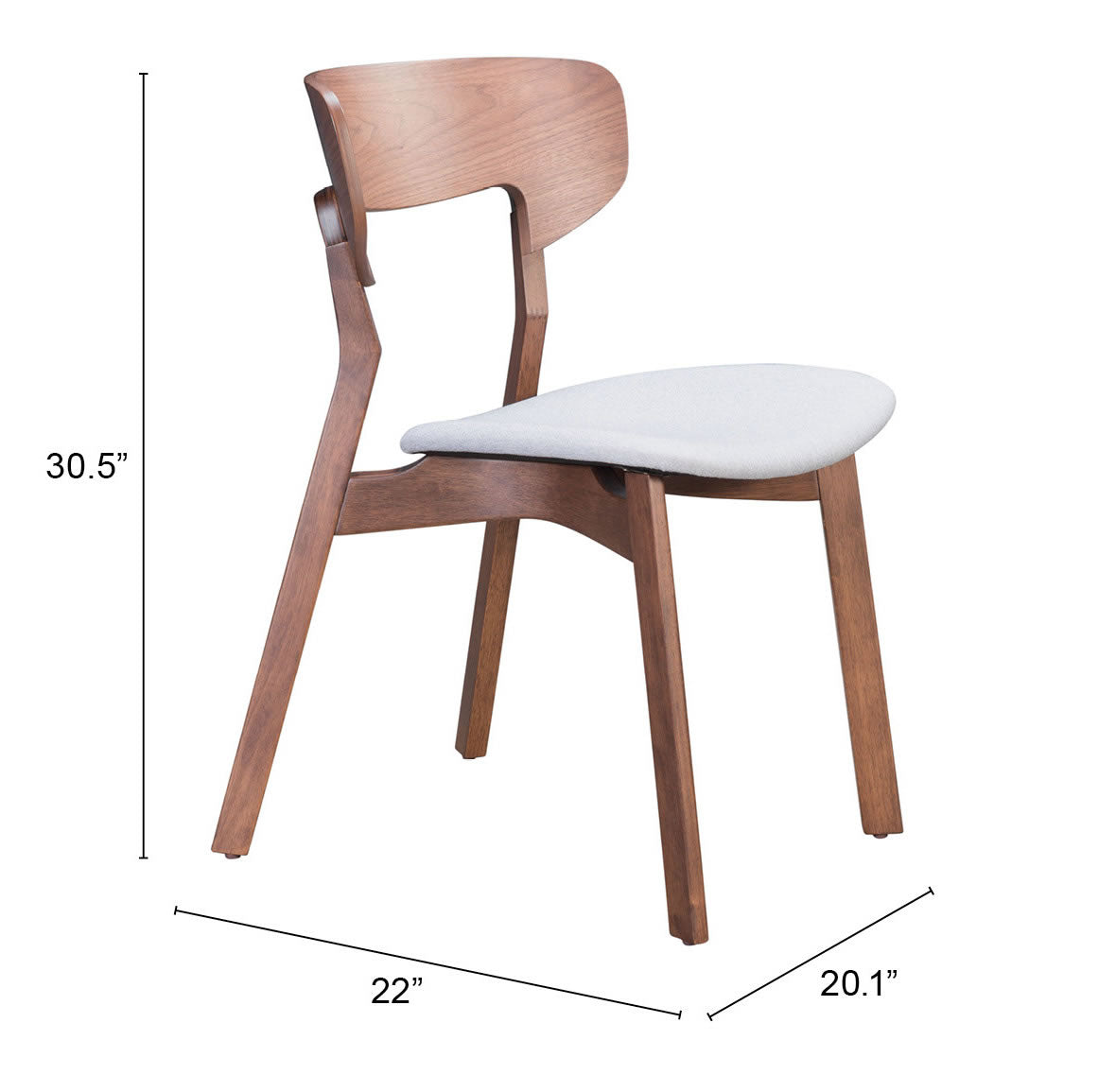 Chaise de salle à manger Russell (lot de 2) Noyer et gris clair