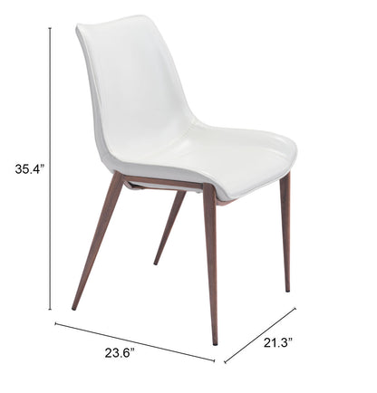 Dining Chair (Set of 2) White & Walnut - Modern & Ergonomic Seating for Home & Office