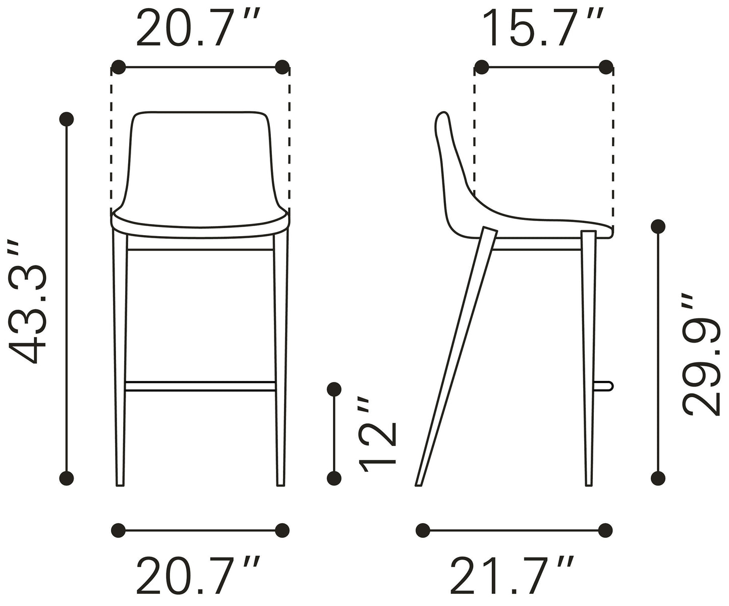 Barstool (Set of 2) White & Walnut - Premium Quality & Stylish Design for Your Home