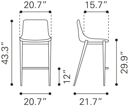 Barstool (Set of 2) White & Walnut - Premium Quality & Stylish Design for Your Home