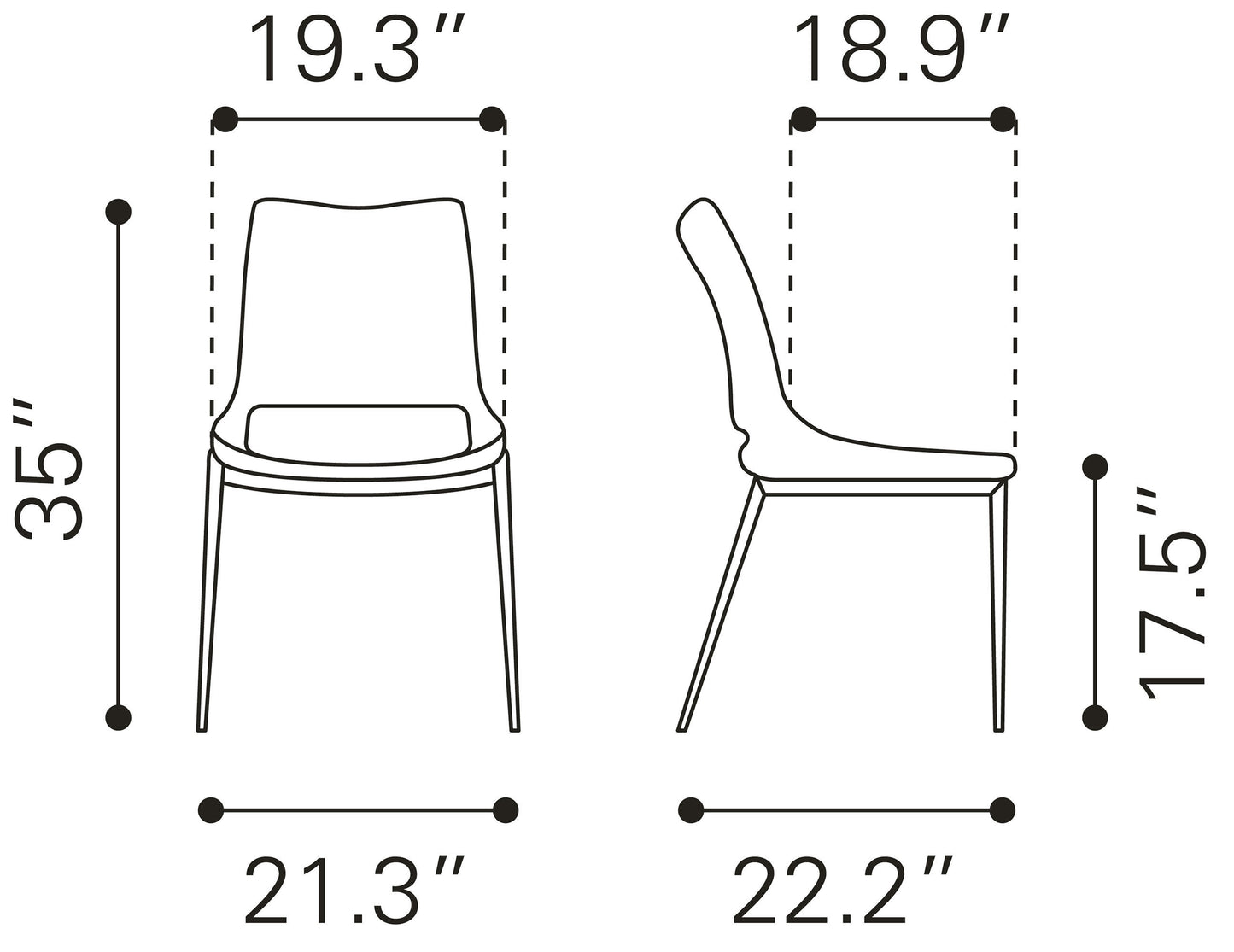Dining Chair (Set of 2) Black & Silver - Modern & Ergonomic Seating for Home & Office