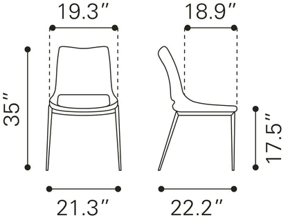 Dining Chair (Set of 2) Black & Silver - Modern & Ergonomic Seating for Home & Office